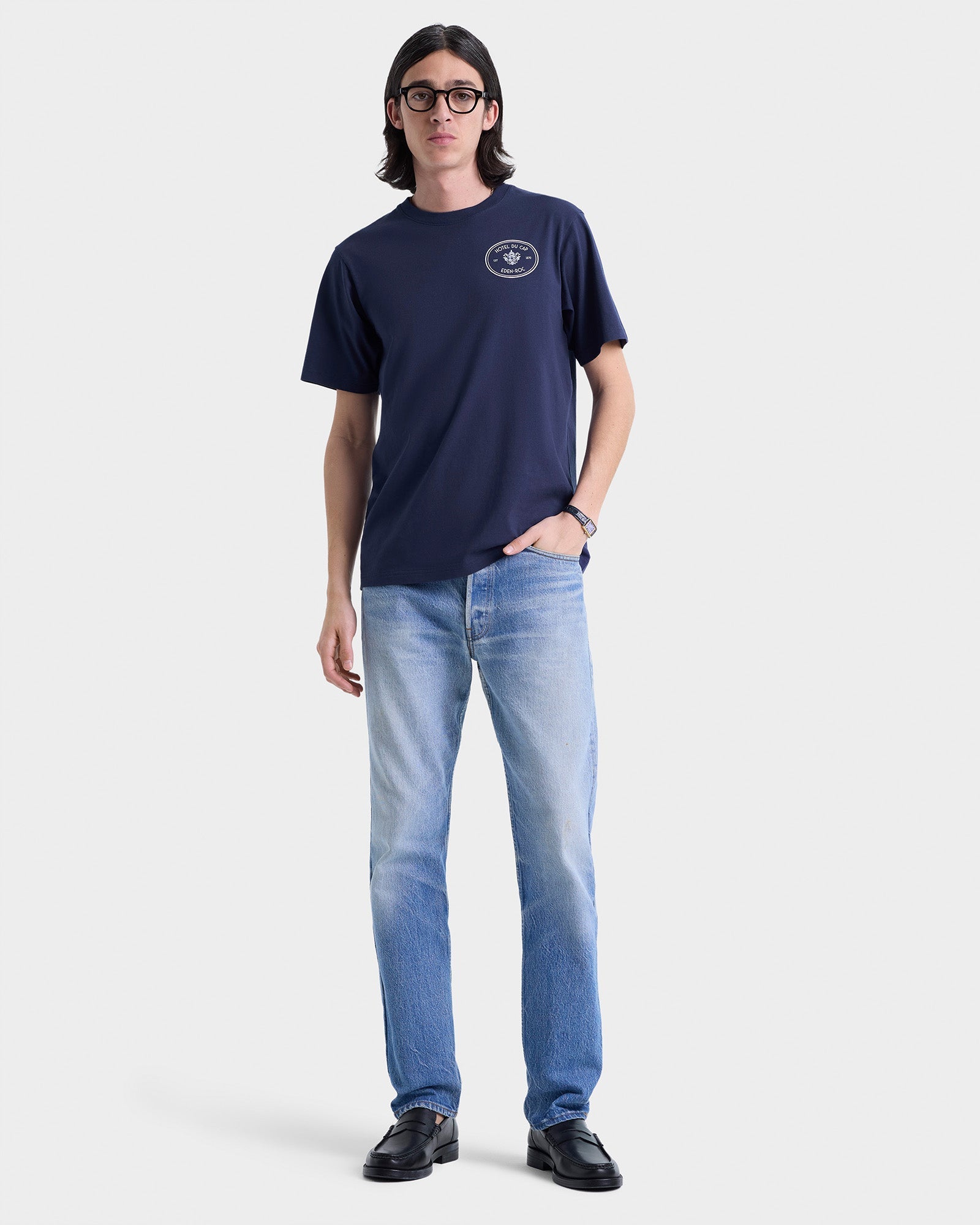 Kennedy Crest T-Shirt - Navy/White
