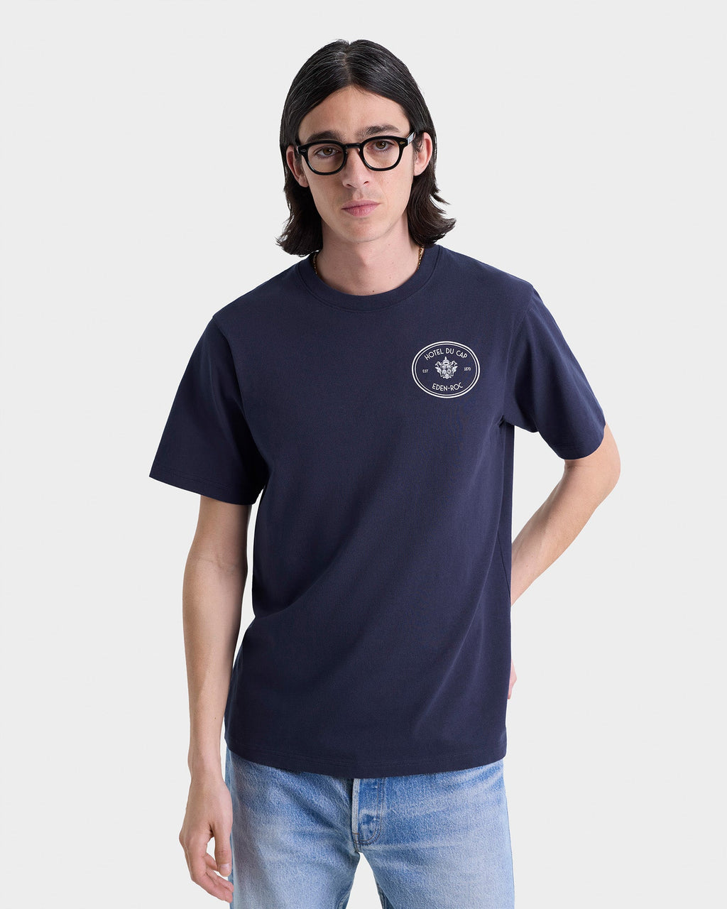 Kennedy Crest T-Shirt - Navy/White