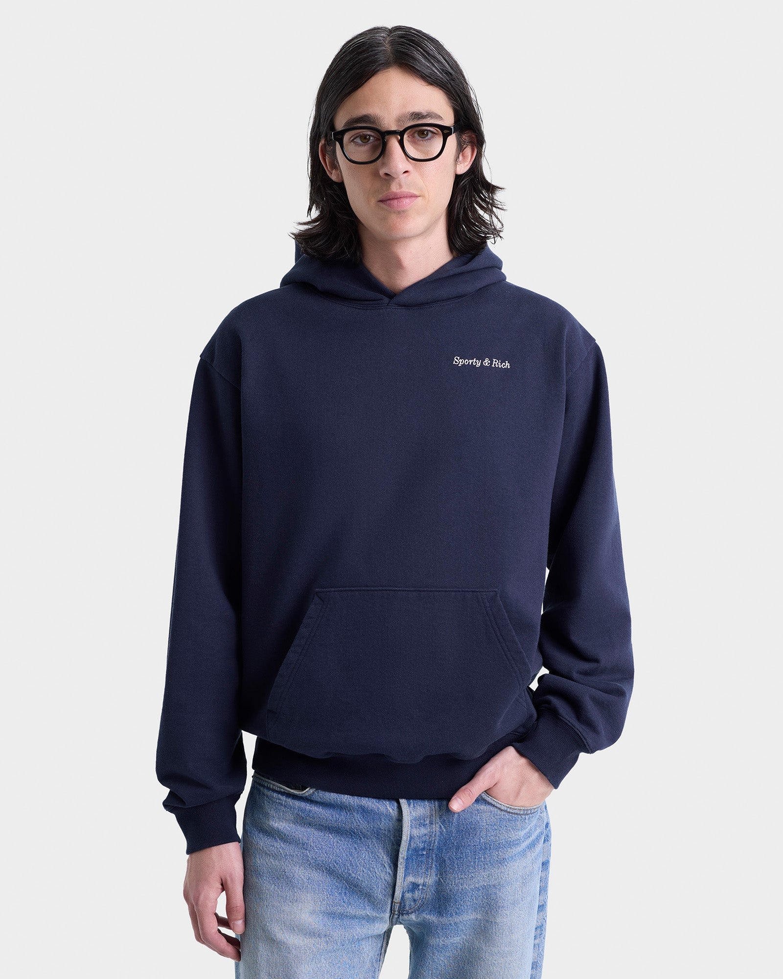 Eden Crest Hoodie - Navy/White