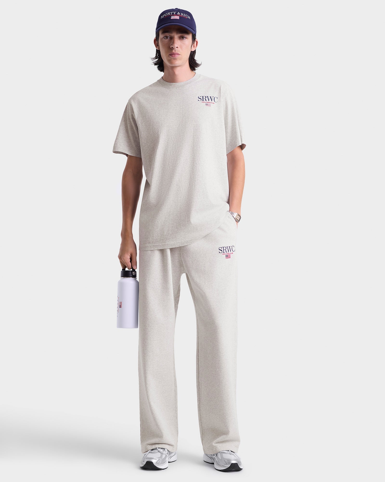 Nautical Embroidered Wide Sweatpant - Heather Gray