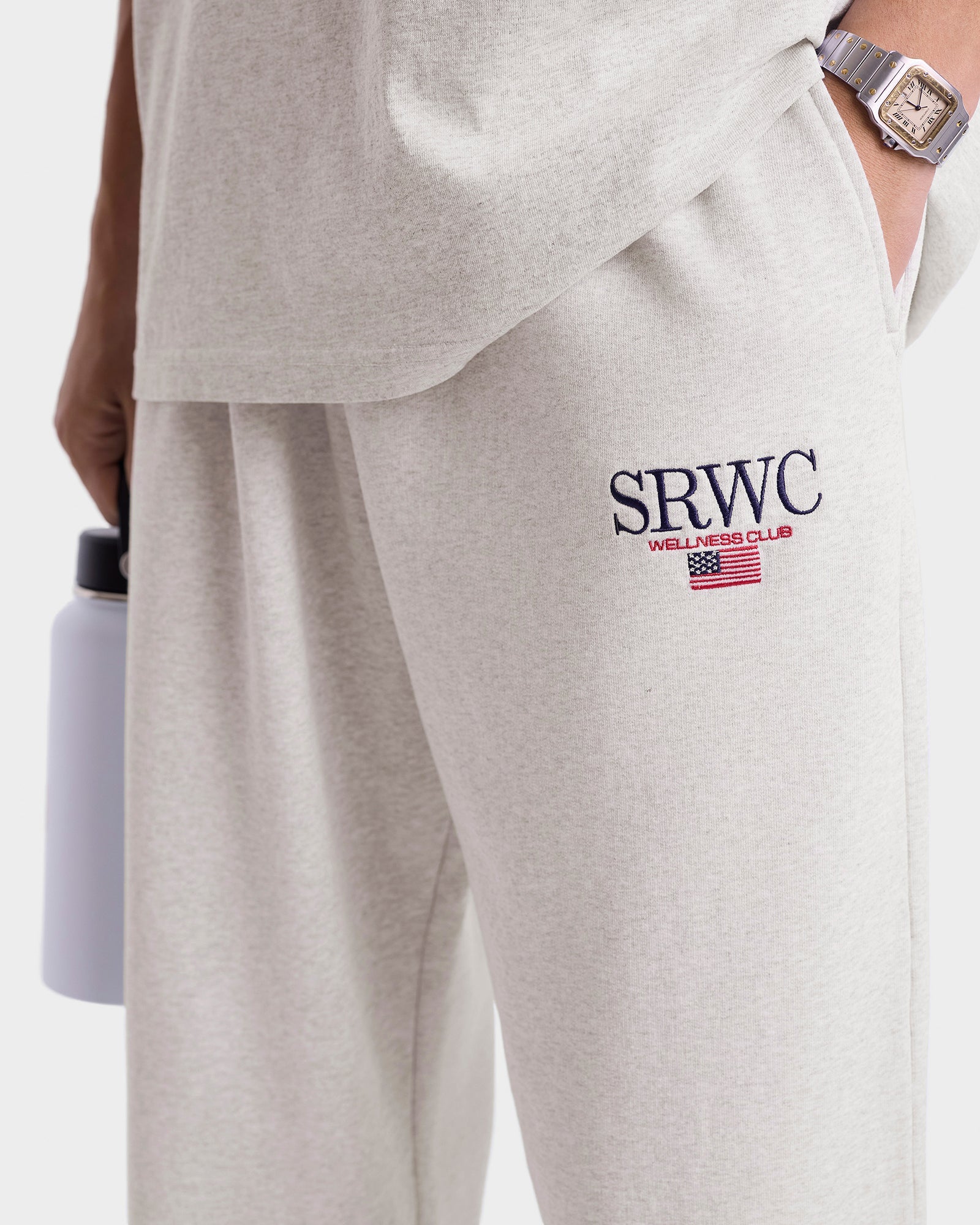 Nautical Embroidered Wide Sweatpant - Heather Gray