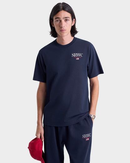 Nautical Embroidered Wide Sweatpant - Navy/White
