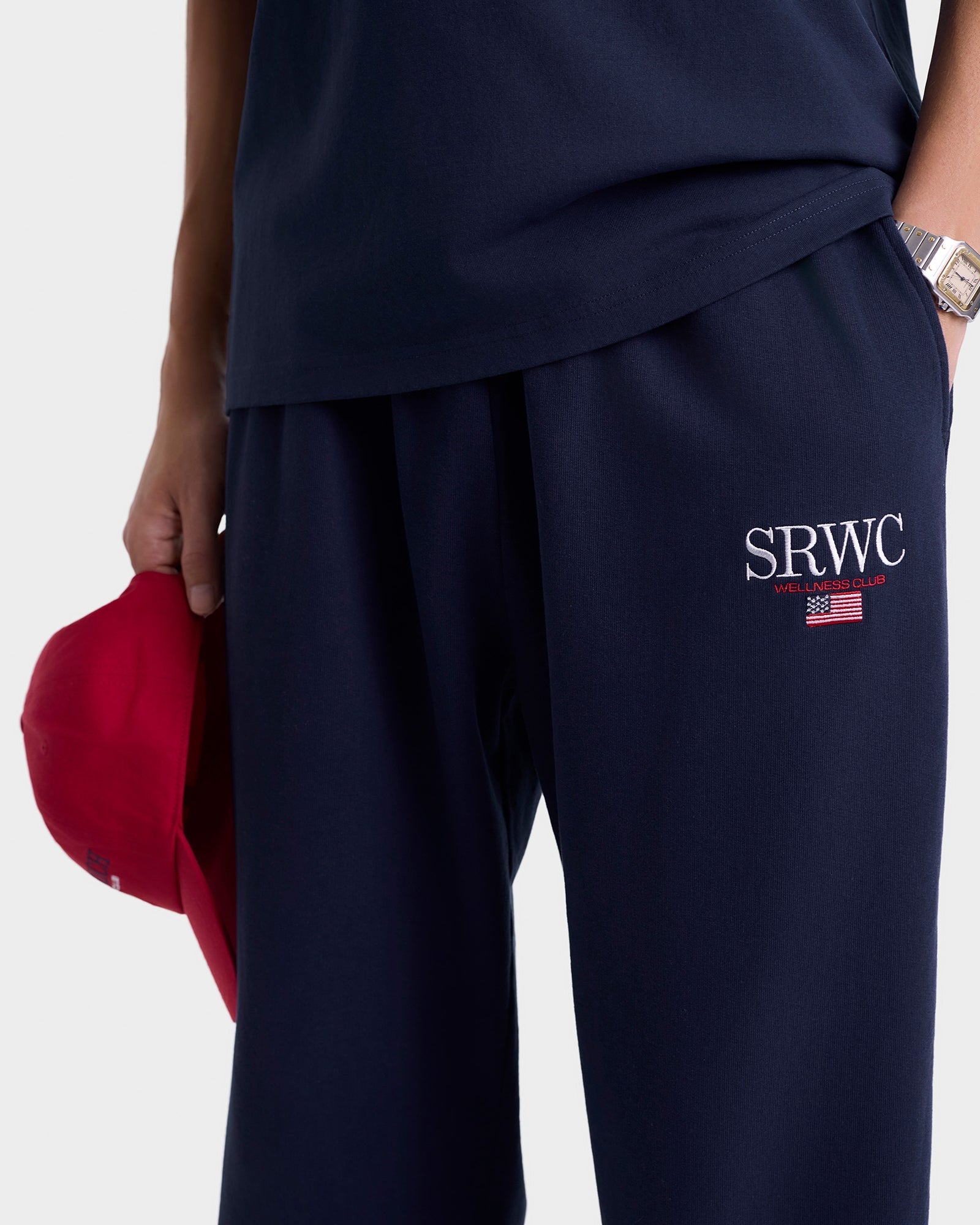 Nautical Embroidered Wide Sweatpant - Navy/White