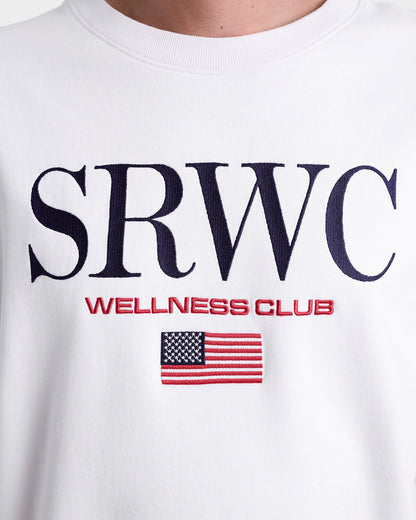 Nautical Embroidered Crewneck - White/Navy/Ruby