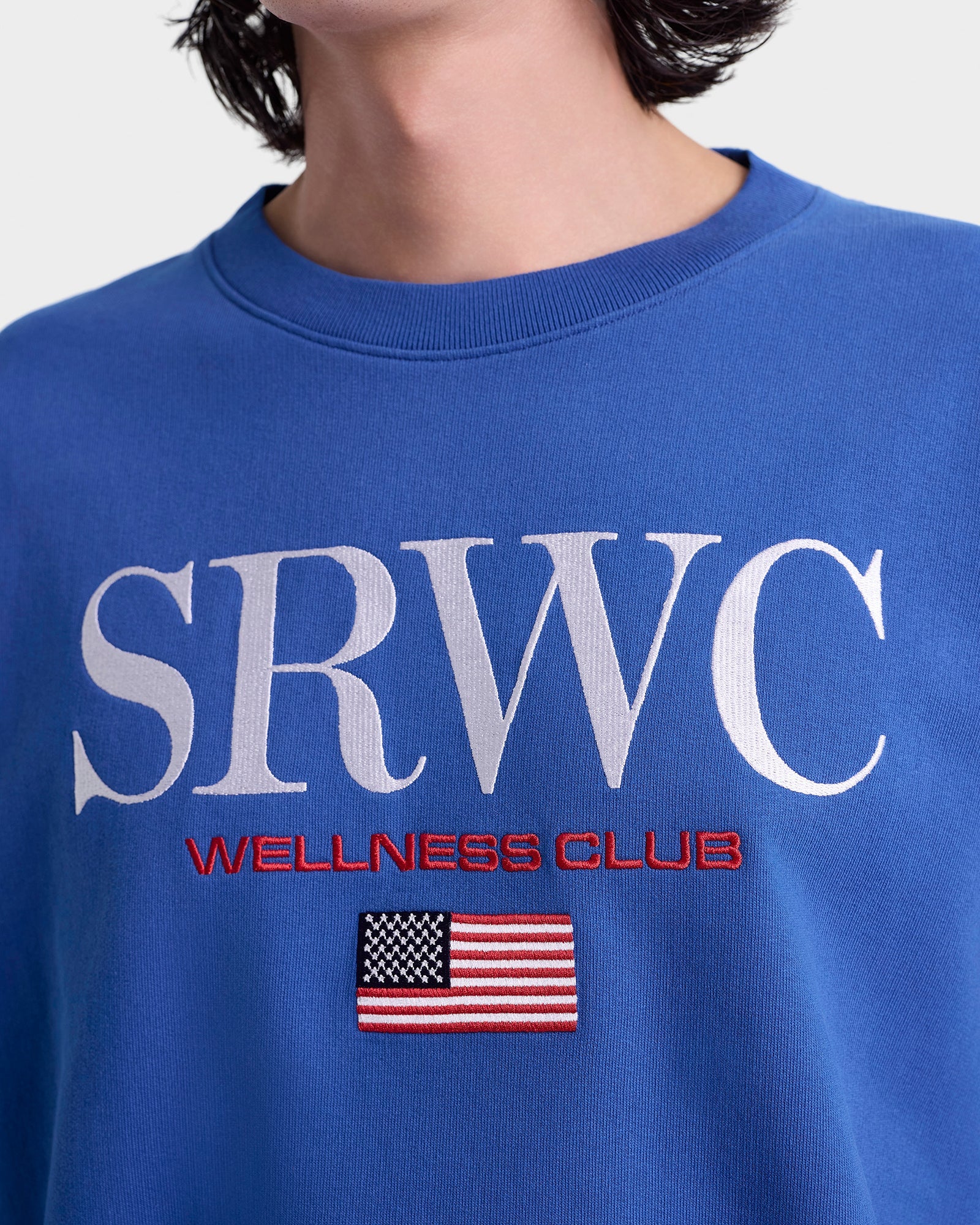 Nautical Embroidered Crewneck - Team Blue/White
