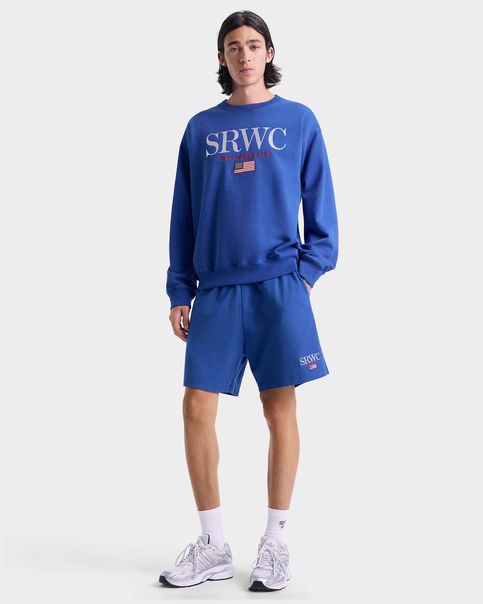 Nautical Embroidered Gym Short - Team Blue/White