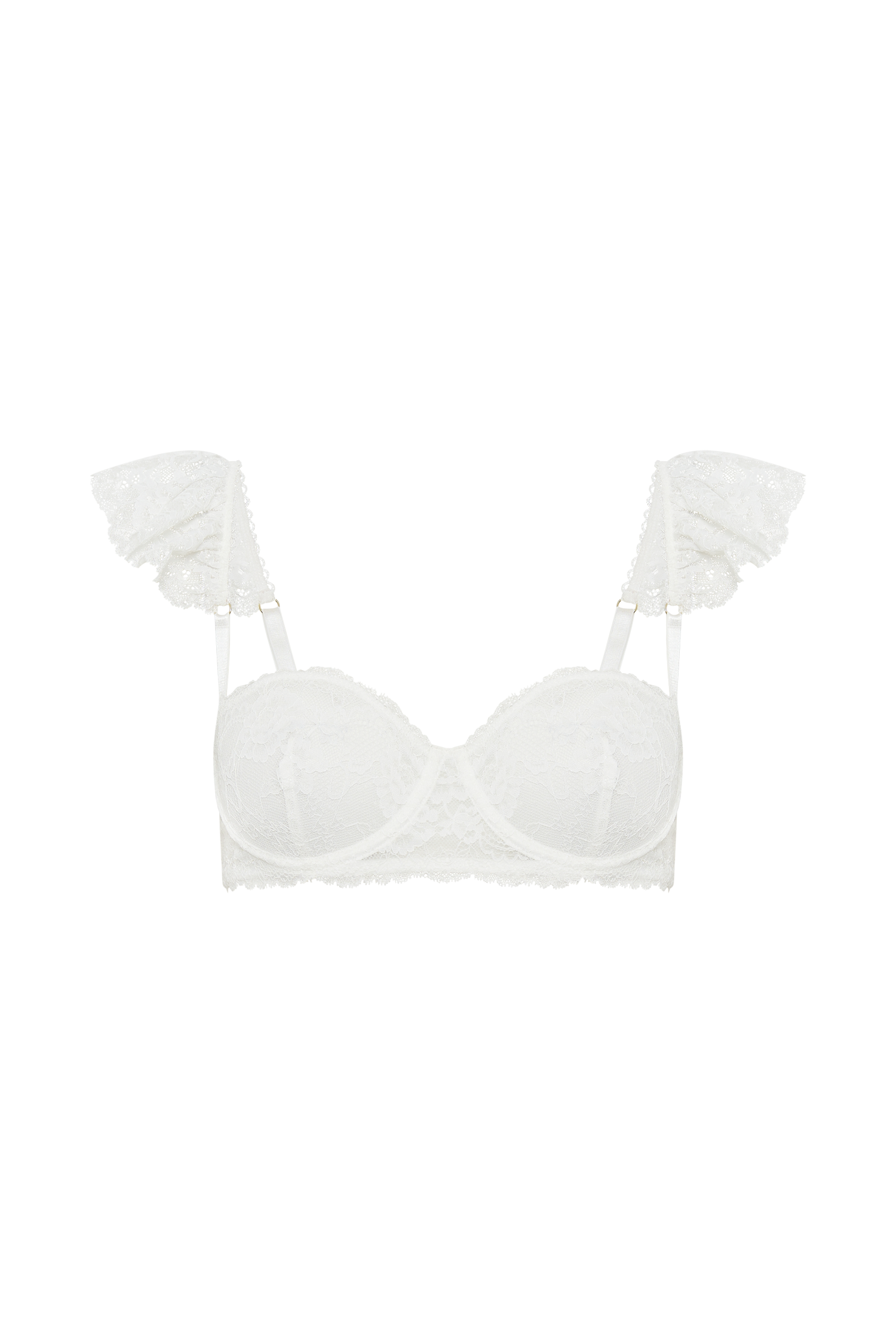 Blaise Lace Frill Underwire Bra - White