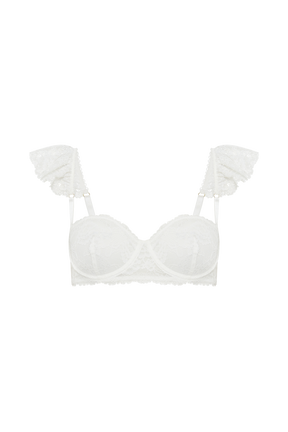 Blaise Lace Frill Underwire Bra - White