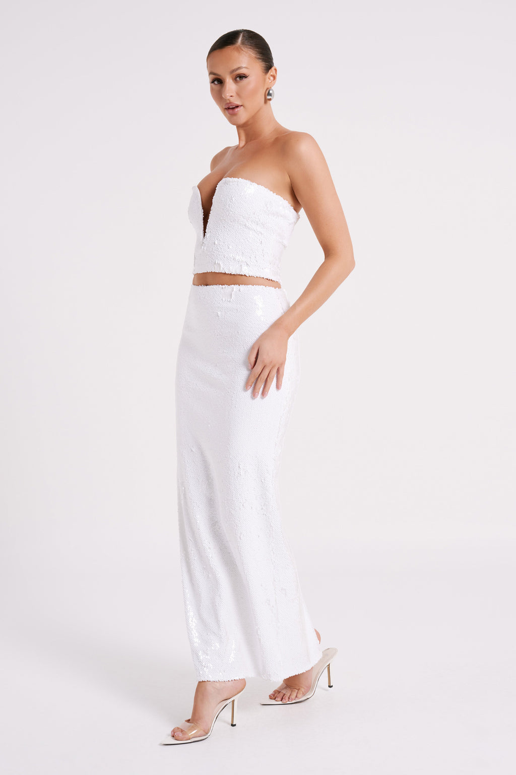 Cosette Sequin Maxi Skirt - White