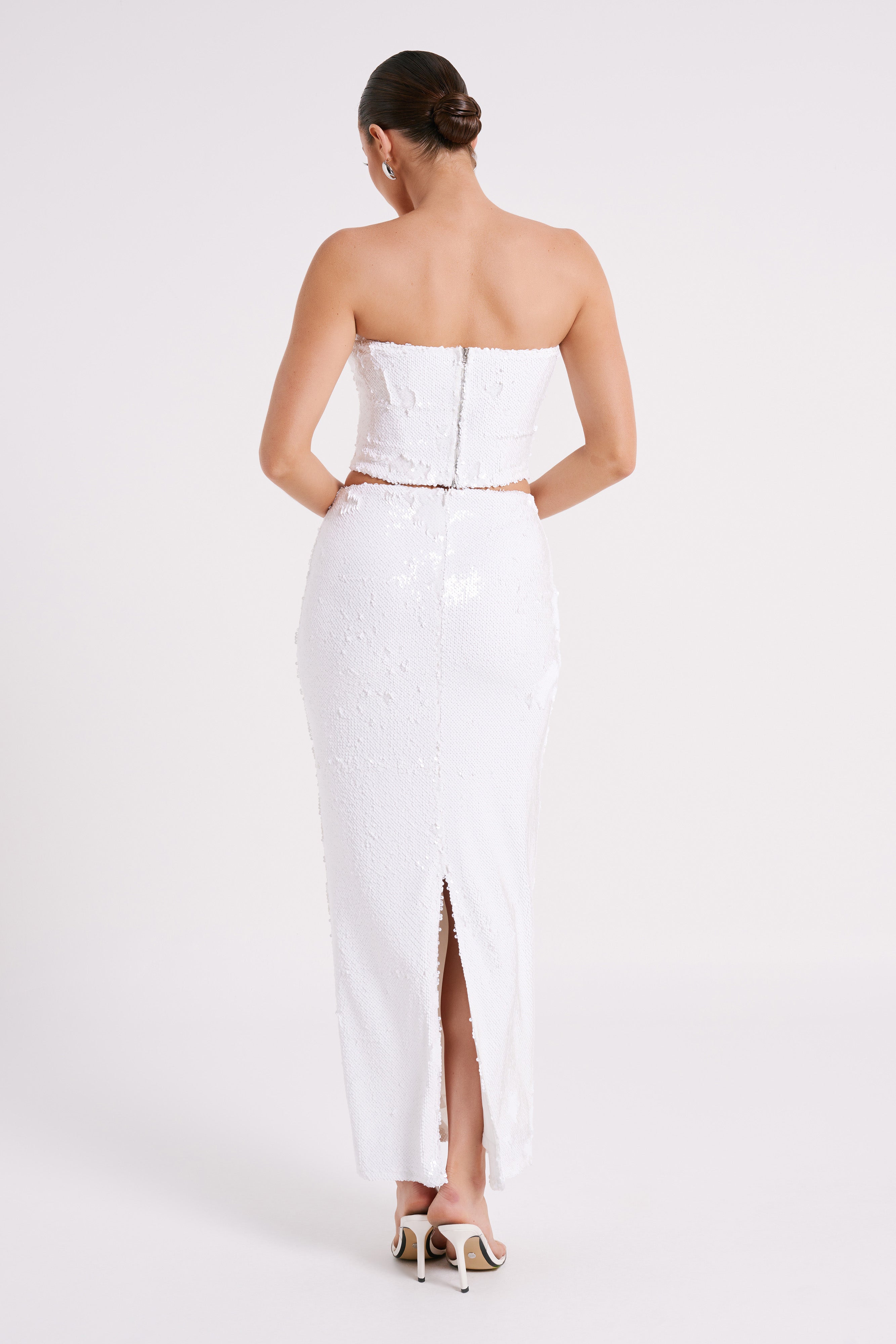 Cosette Sequin Maxi Skirt - White