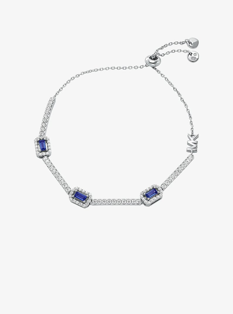 Precious Metal-Plated Sterling Silver Pavé Halo Slider Bracelet
