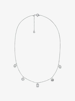 Precious Metal-Plated Sterling Silver Pavé Mixed Charms Necklace