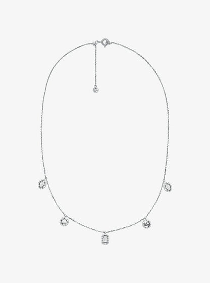 Precious Metal-Plated Sterling Silver Pavé Mixed Charms Necklace