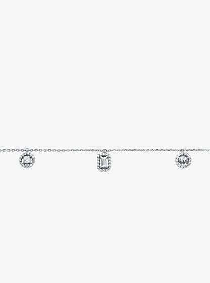 Precious Metal-Plated Sterling Silver Pavé Mixed Charms Necklace