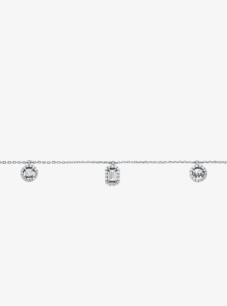 Precious Metal-Plated Sterling Silver Pavé Mixed Charms Necklace
