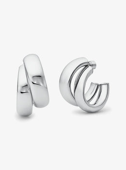 Large Precious Metal-Plated Brass Double Hoop Earrings