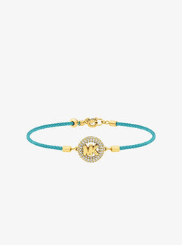 Pavé Gold-Tone Logo Corded Bracelet