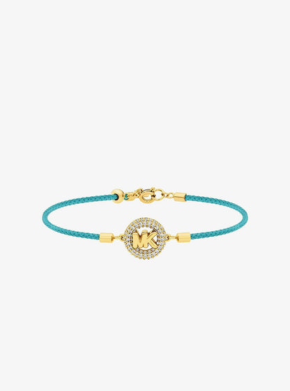 Pavé Gold-Tone Logo Corded Bracelet
