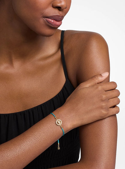Pavé Gold-Tone Logo Corded Bracelet