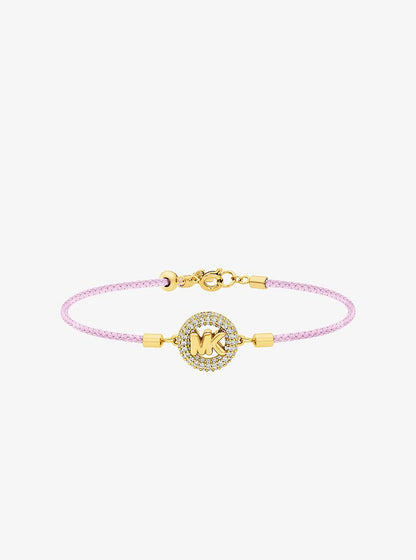 Pavé Gold-Tone Logo Corded Bracelet