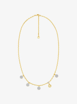 Brass Pavé Disk Charm Necklace