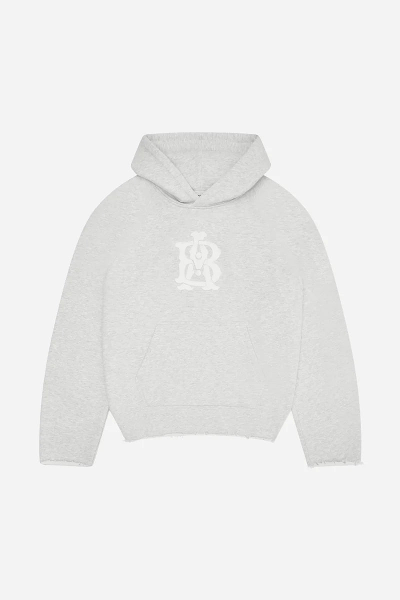 Monogram cut off hoodie - grey marl