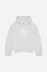 Monogram cut off hoodie - grey marl