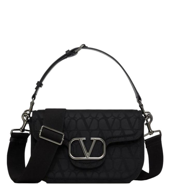 Black V Logo Toile Iconographe Cross Body Bag