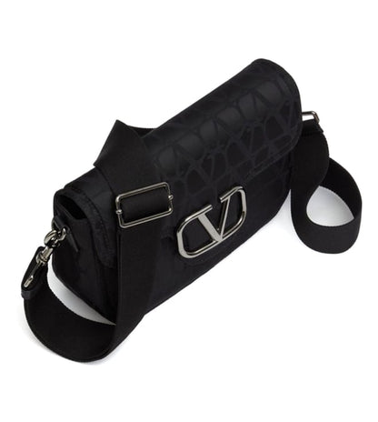 Black V Logo Toile Iconographe Cross Body Bag