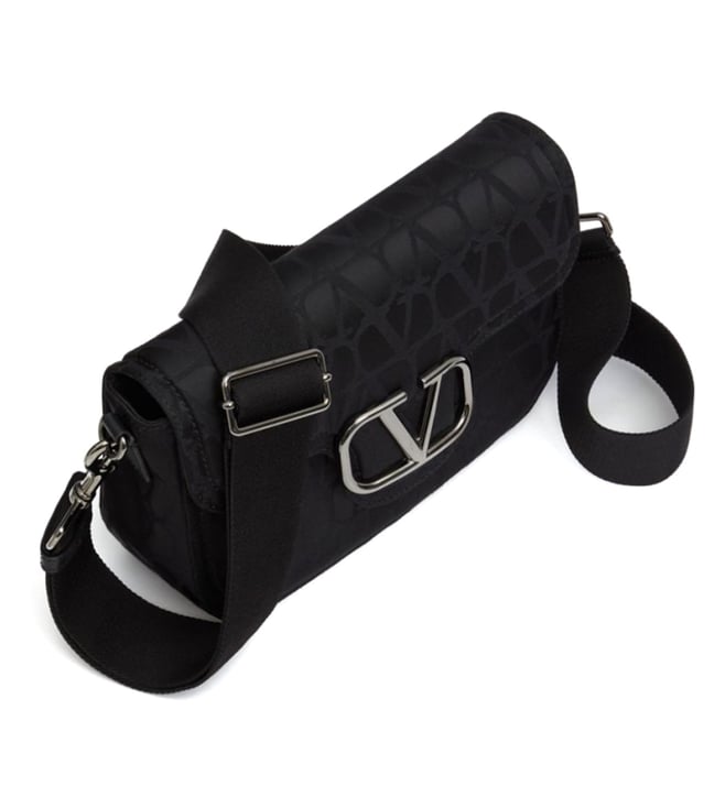 Black V Logo Toile Iconographe Cross Body Bag