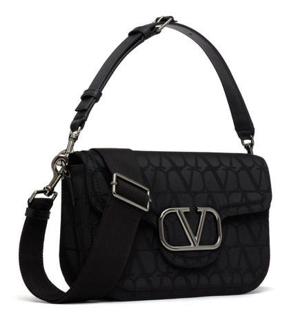 Black V Logo Toile Iconographe Cross Body Bag