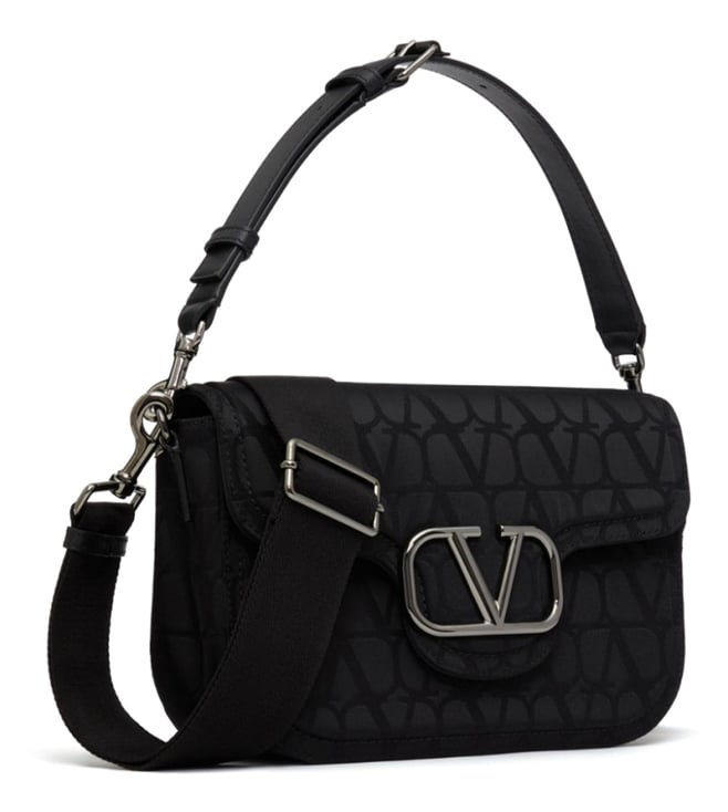 Black V Logo Toile Iconographe Cross Body Bag