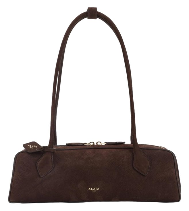 Brown Teckel Textured Leather Shoulder Bag