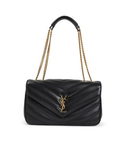 Saint Lauren Black Loulou Quilted Leather Shoulder Bag