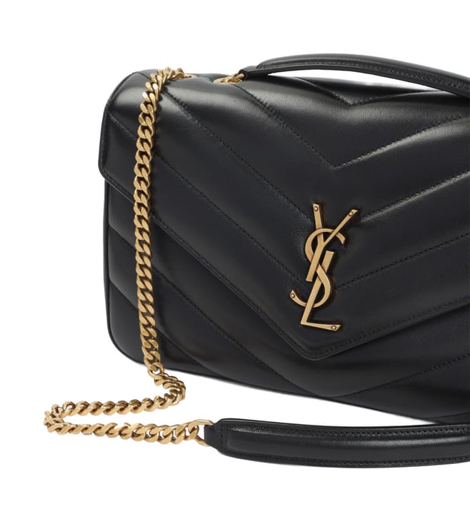 Saint Lauren Black Loulou Quilted Leather Shoulder Bag