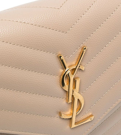 Saint Laurent Beige Quilted Leather chain on Wallet