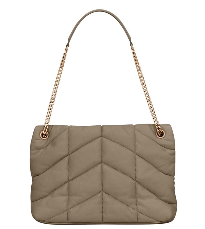 Saint Laurent Taupe Puffer Medium Shoulder Bag