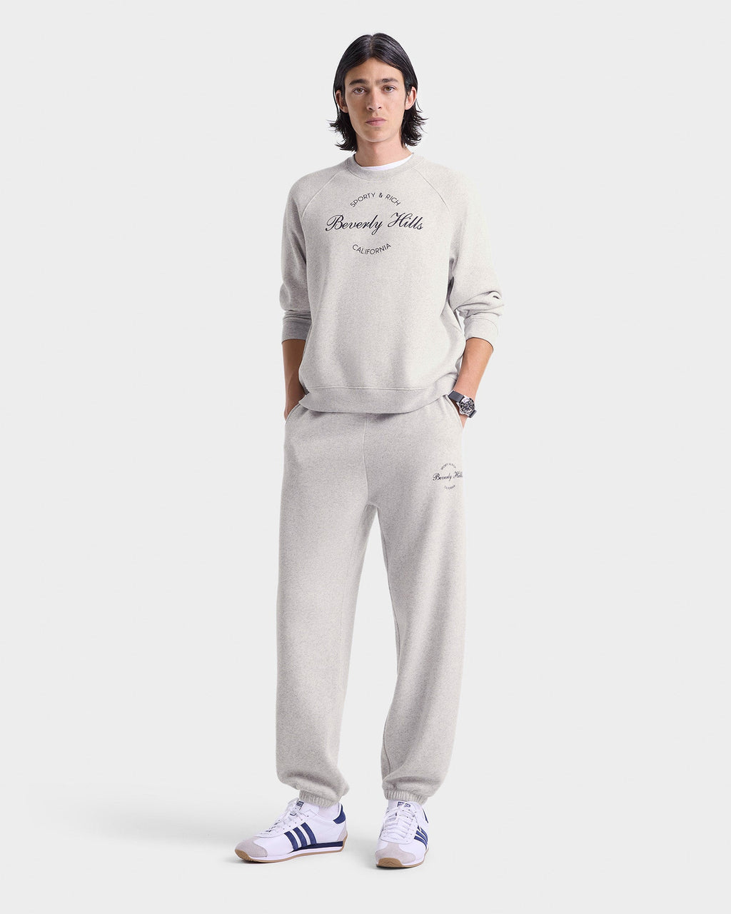 Beverly Script Soft Sweatpant - Heather Gray/Navy