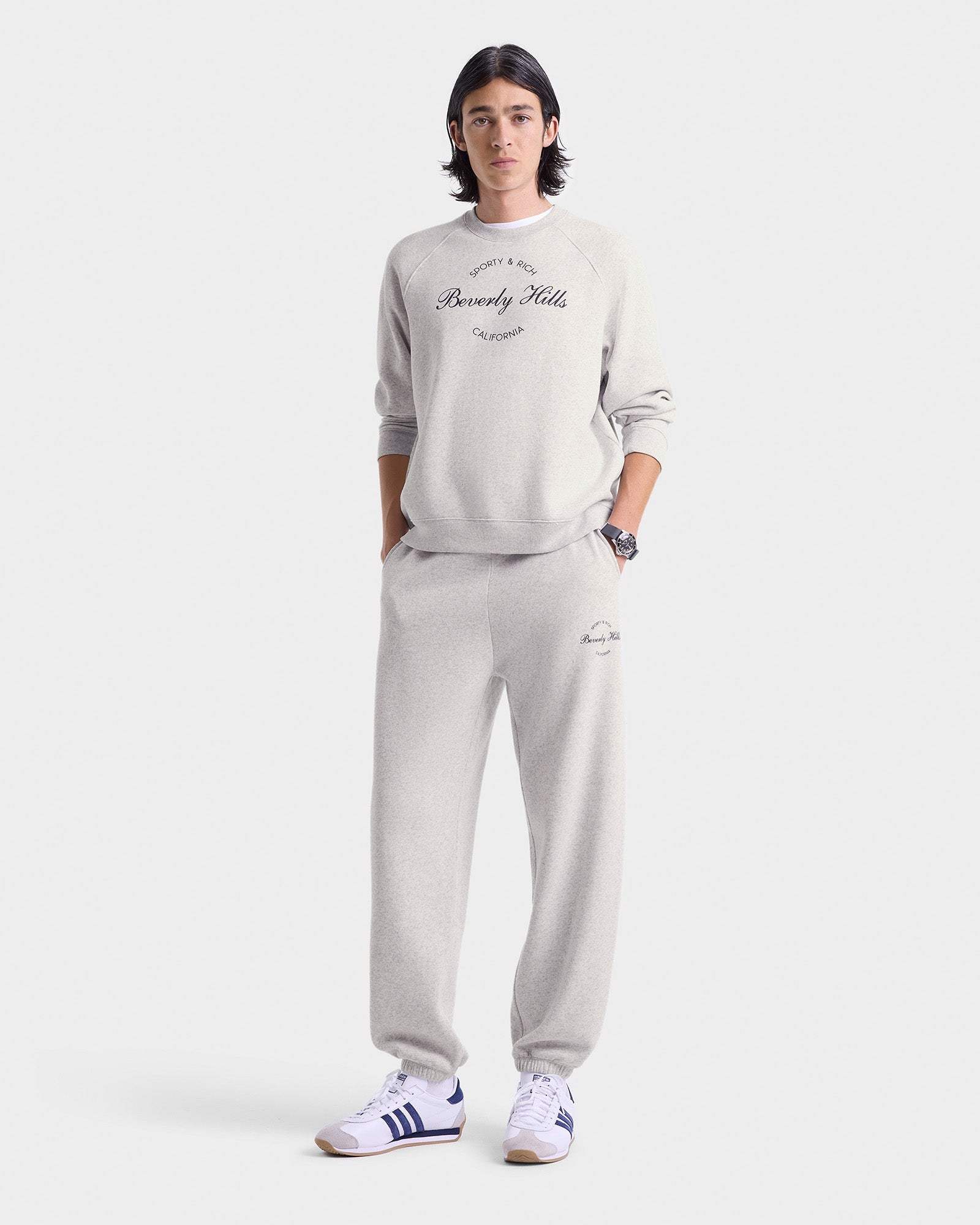 Beverly Script Soft Sweatpant - Heather Gray/Navy