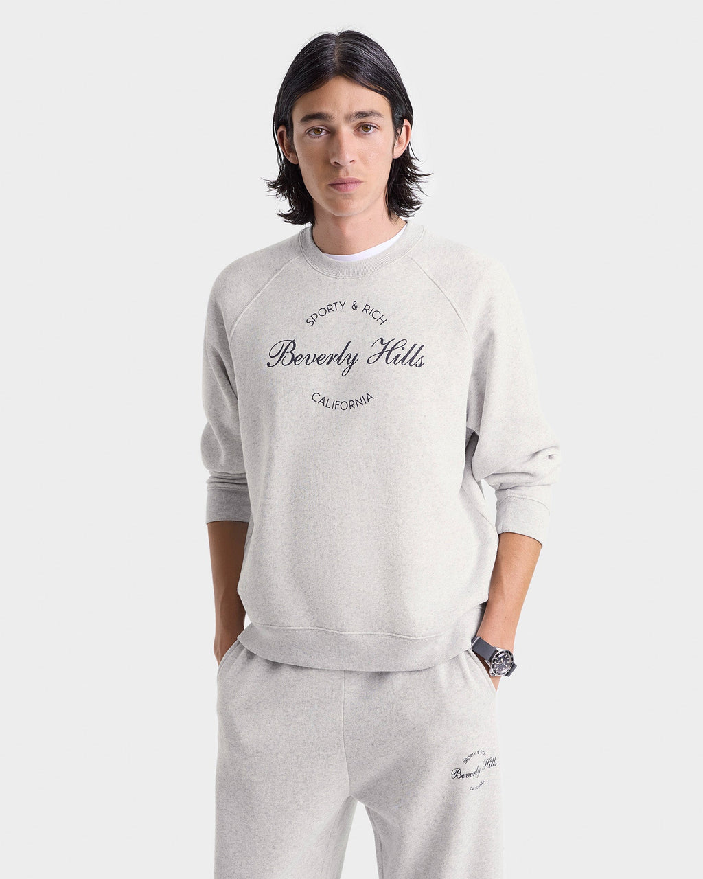Beverly Script Soft Sweatpant - Heather Gray/Navy