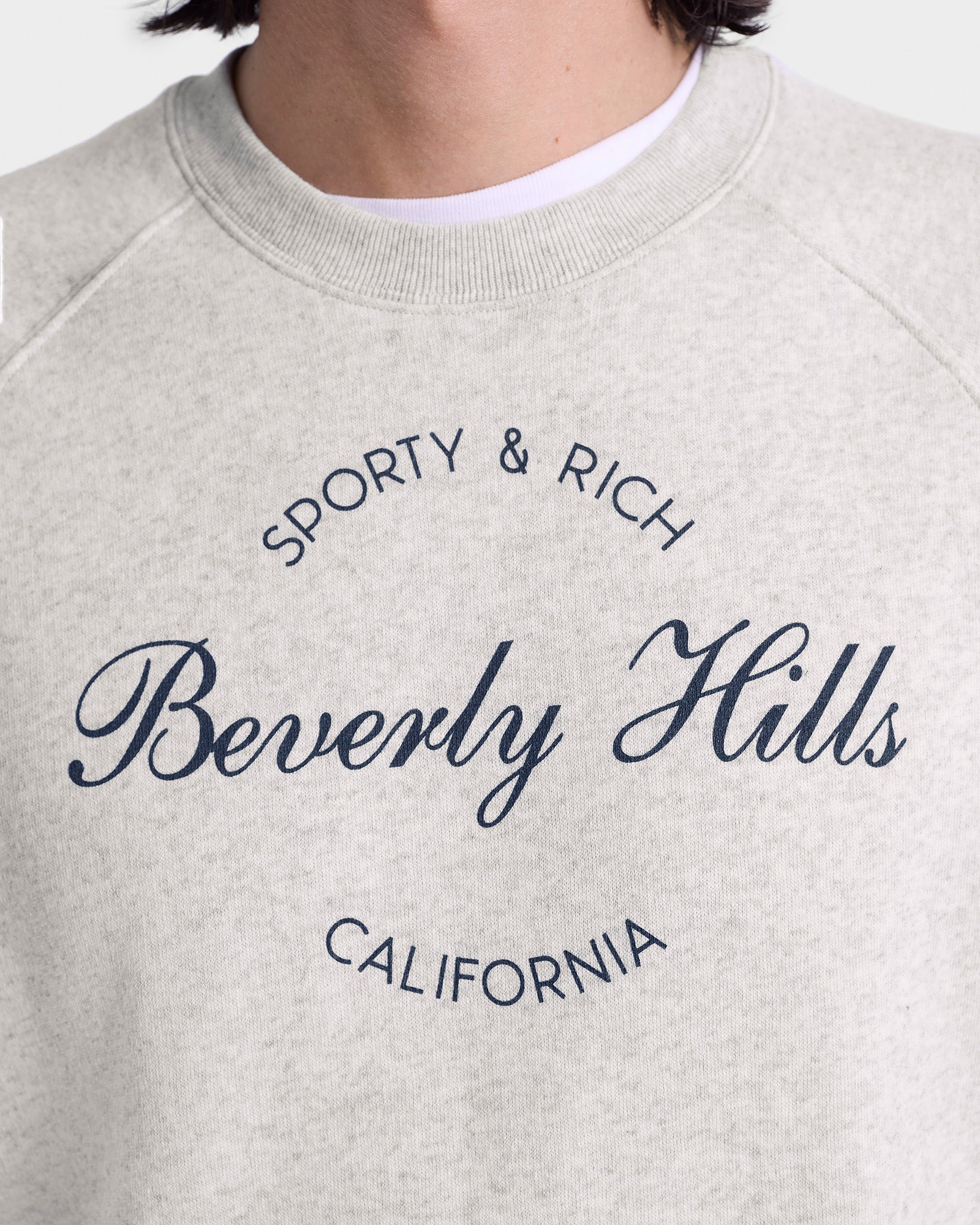 Beverly Script Soft Crewneck - Heather Gray/Navy