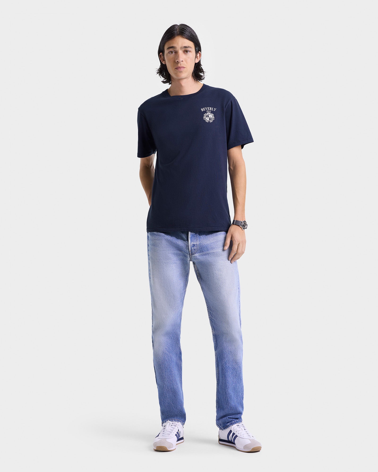 Beverly Hills Crest Soft T-Shirt - Navy/White