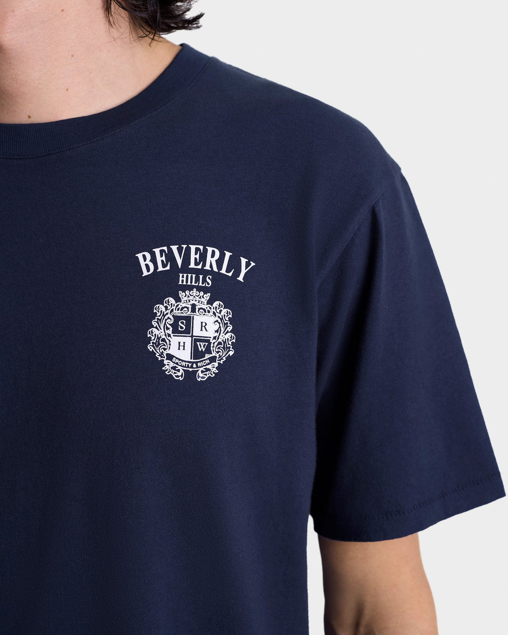 Beverly Hills Crest Soft T-Shirt - Navy/White