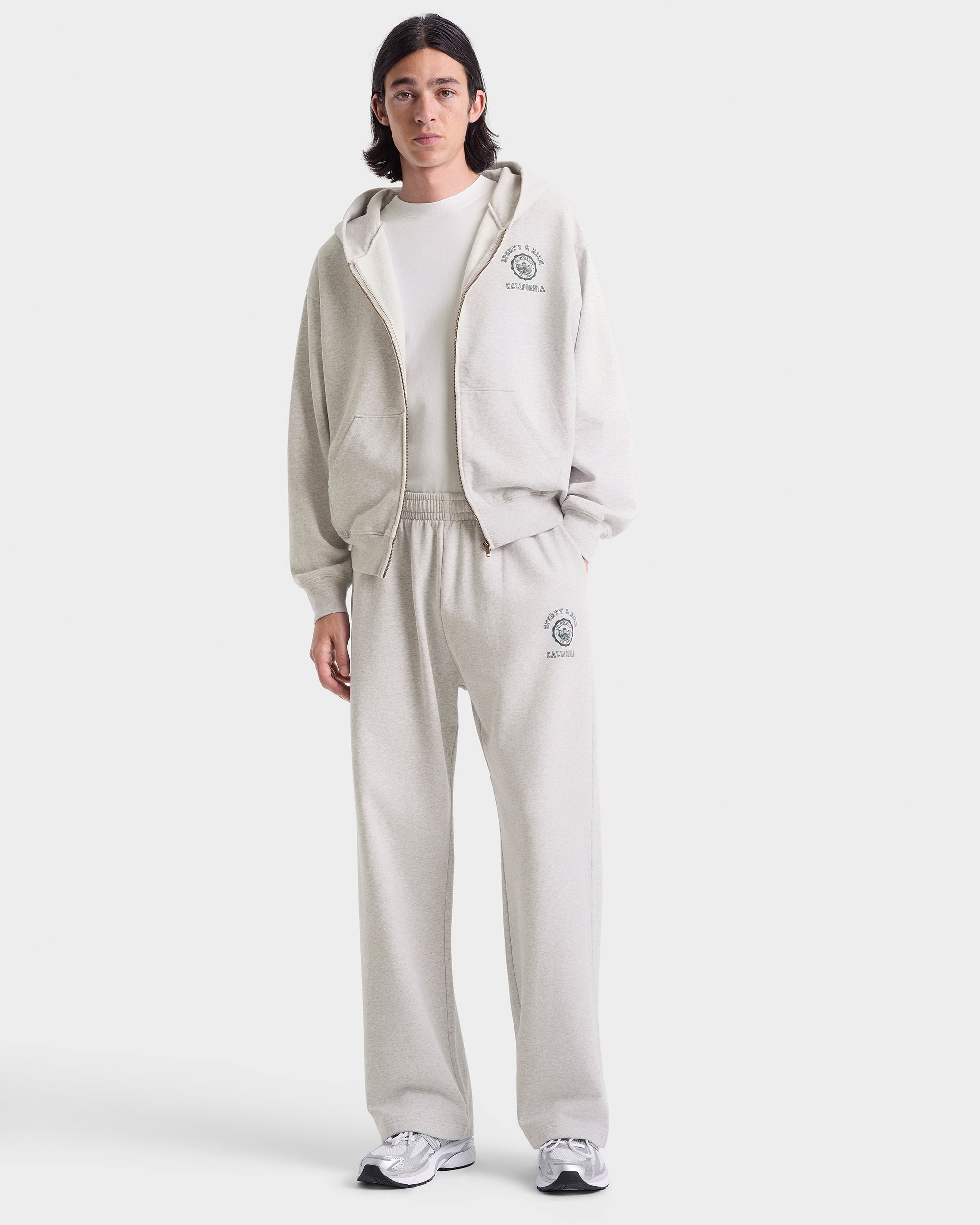 California Emblem Wide Sweatpant - Heather Gray/Forest