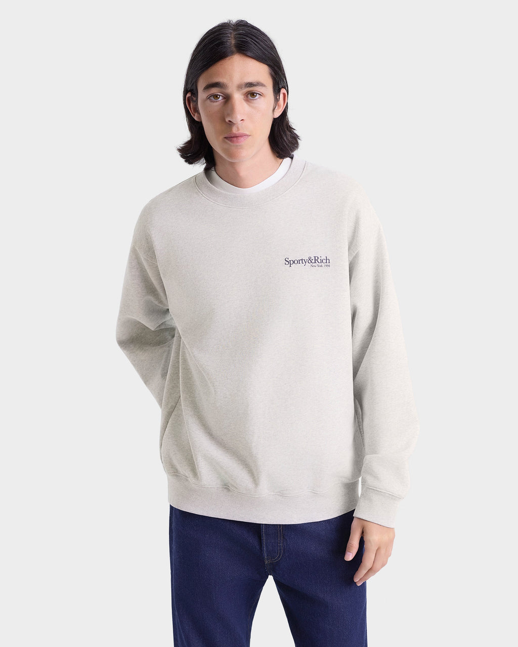 Run Club Crewneck - Heather Gray/Navy