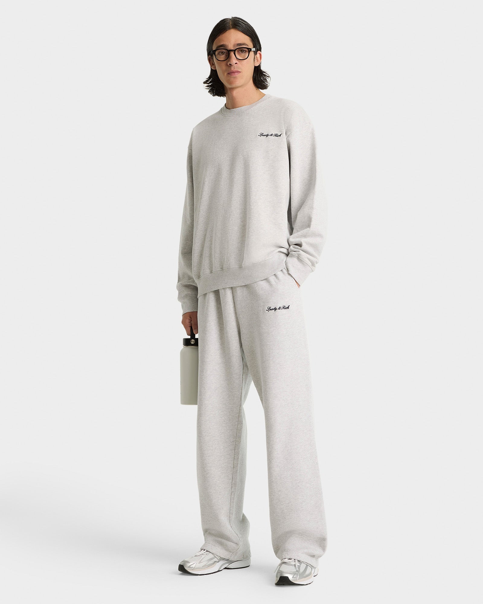 Syracuse Embroidered Wide Sweatpant - Heather Gray/Navy