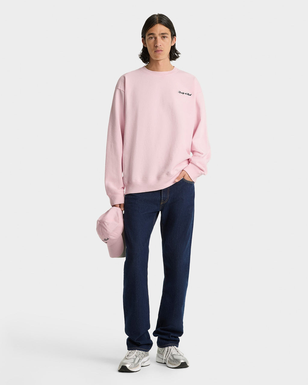 Syracuse Embroidered Crewneck - Pink Dolphin/Navy