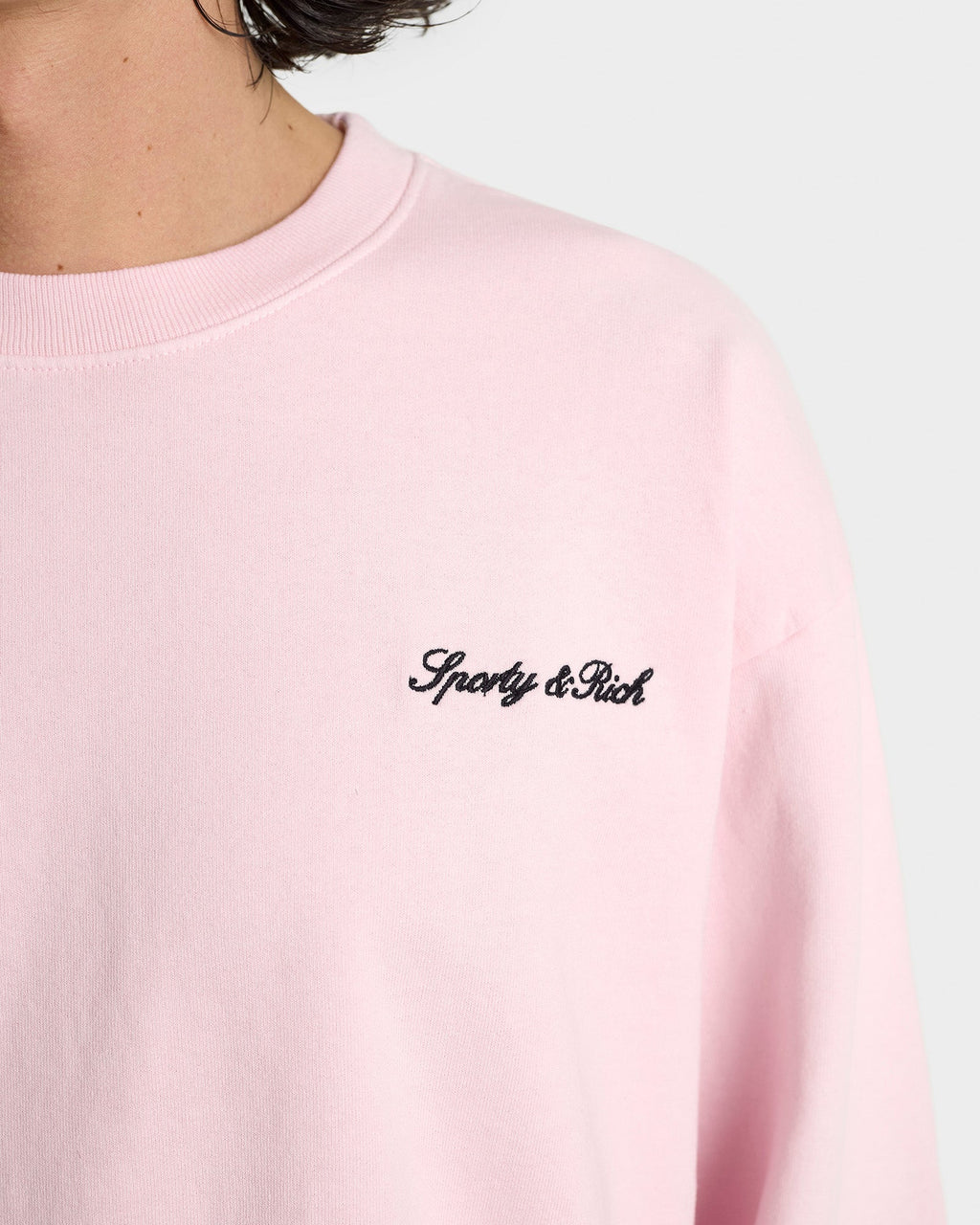 Syracuse Embroidered Crewneck - Pink Dolphin/Navy