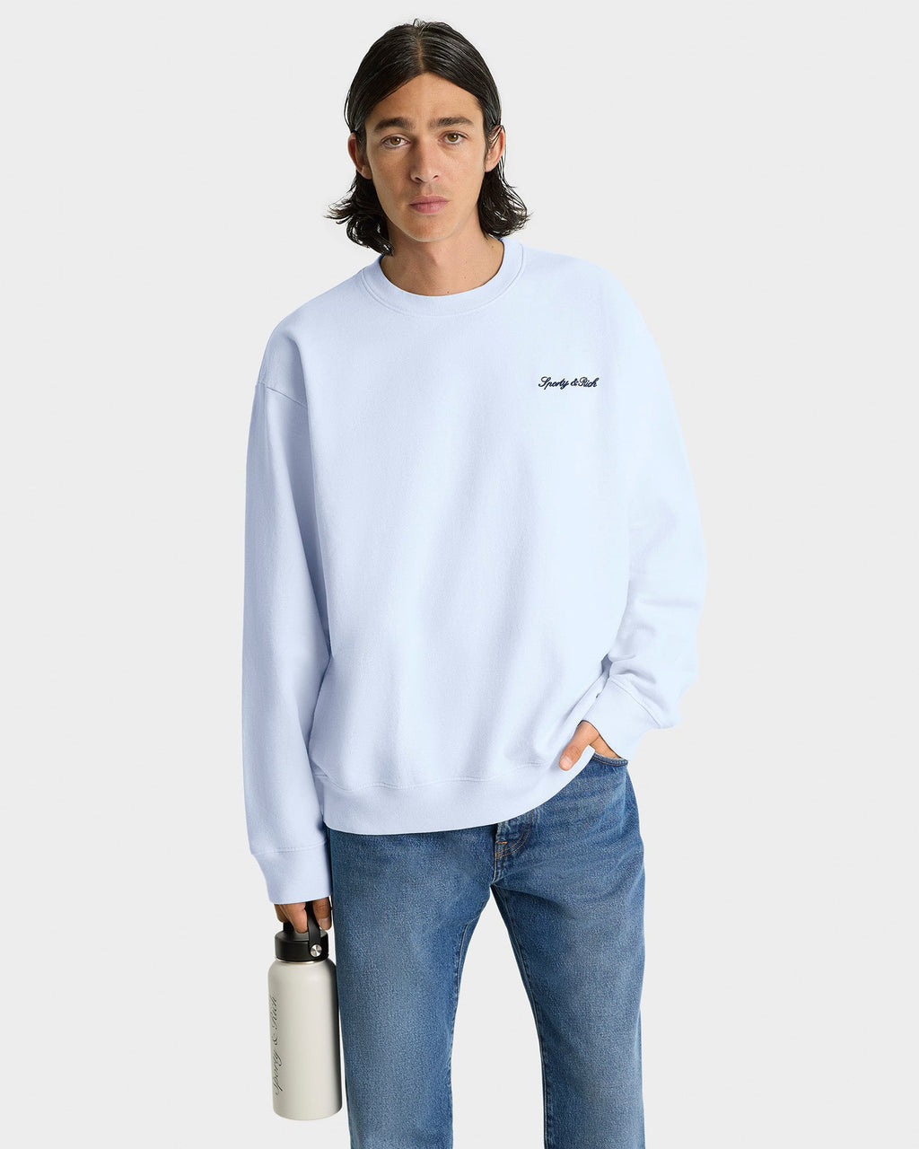 Syracuse Embroidered Crewneck - Ciel/Navy