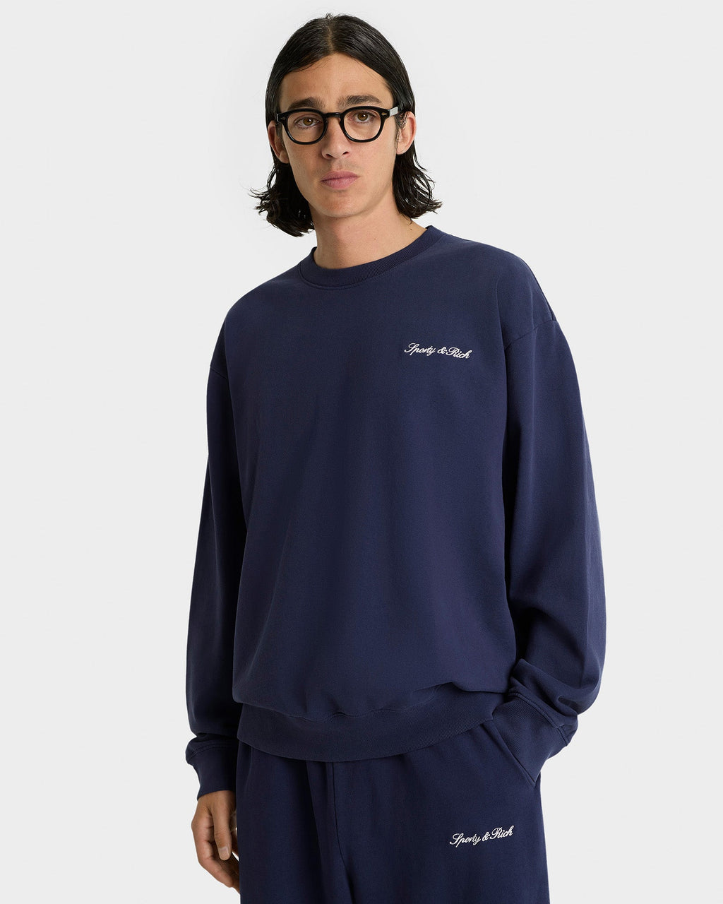 Syracuse Embroidered Crewneck - Navy/White